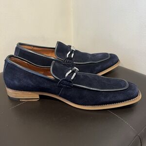 STACY ADAMS Men's Pasqual Bit Slip-on Navy Loafer‎ Size 10 M